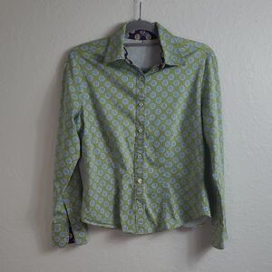 Tabi Green Polka Dot Button-Up Shirt Small Petir